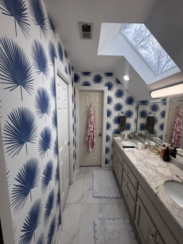 Wallpaper installation project in Alpharetta, GA, completed in approximately 7 hours.