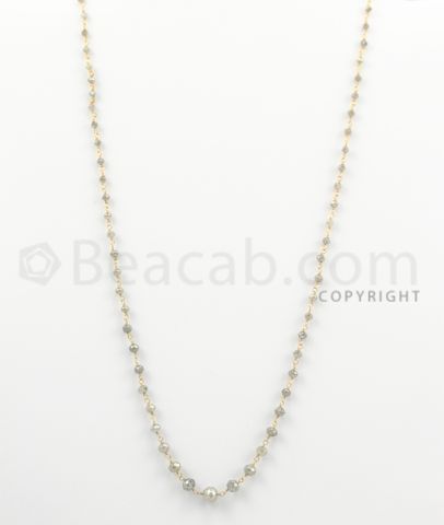2.20 to 5.10 mm 1 Line Gray Diamond Faceted Beads Wire Wrap Necklace 18 inches