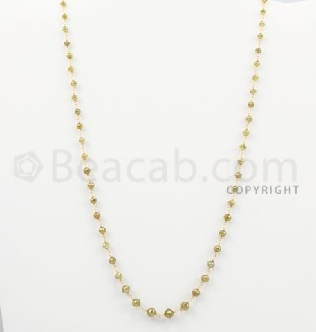 2.40 to 4.90 mm 1 Line Yellow Diamond Faceted Beads Wire Wrap Necklace 18 inches
