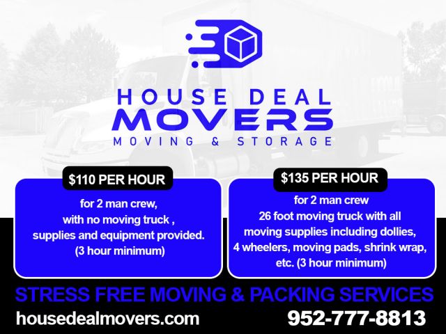 Minneapolis moving company. House Deal Movers Minneapolis MN. Local, long distance moving & storage services